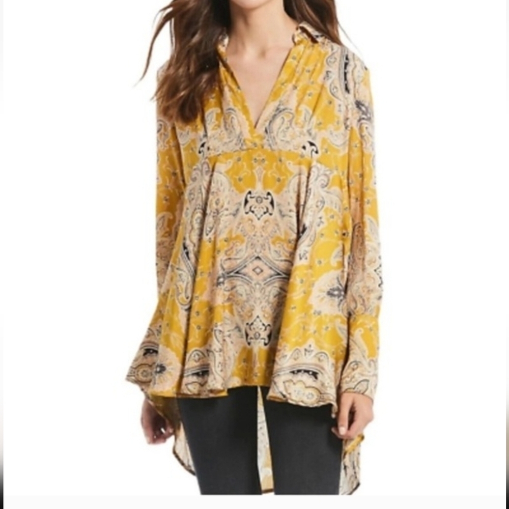Free People Yellow Paisley Tunic